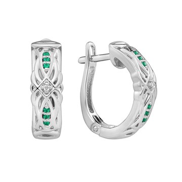 Серьги из серебра с Бриллиантом и Нанокристаллом цветным