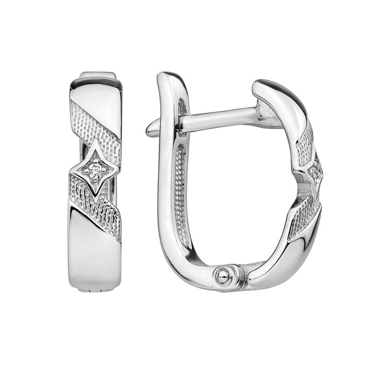 Серьги из серебра с Бриллиантом Серьги из серебра с Бриллиантом
