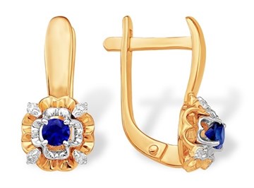 Серьги из золота с Бриллиантом и сапфиром
