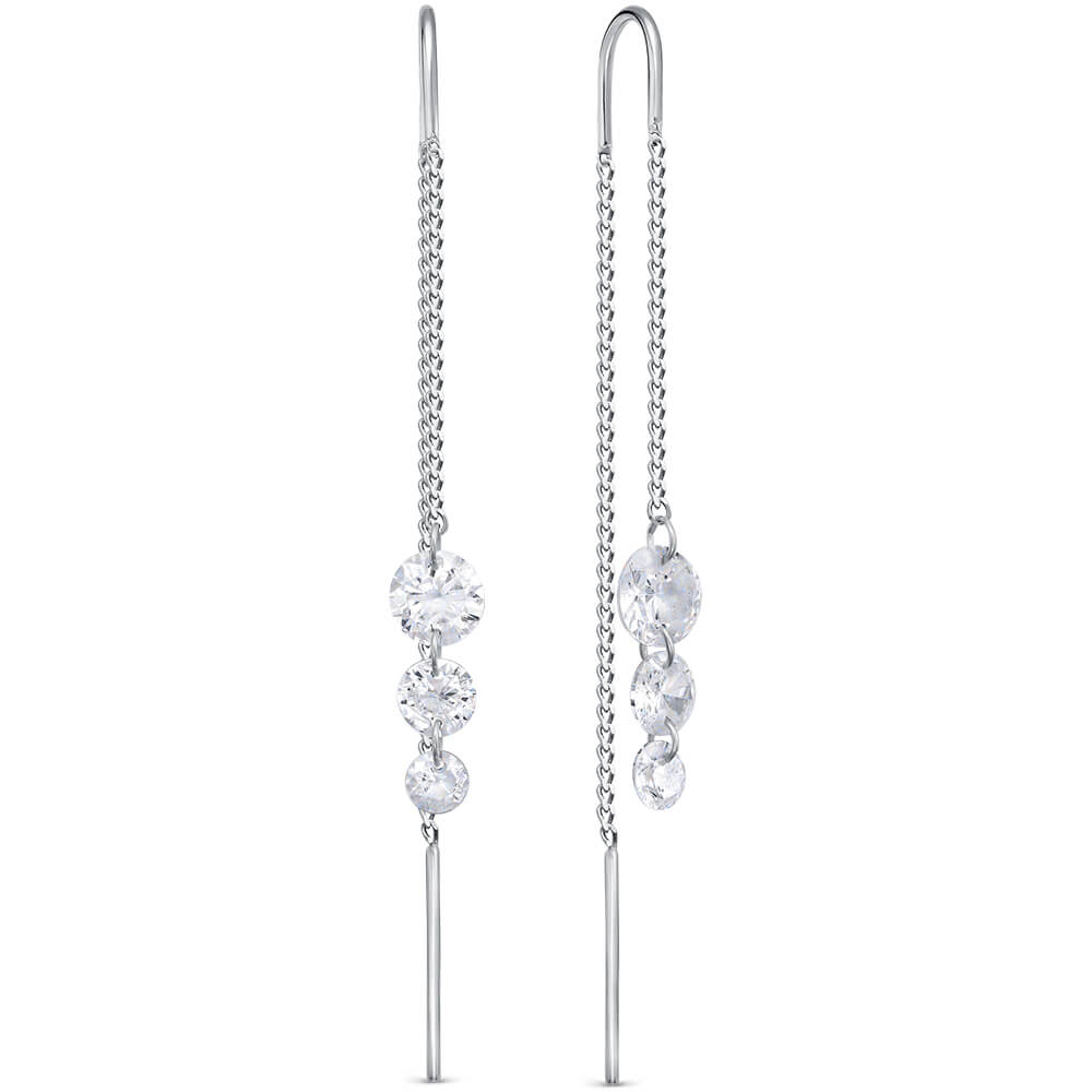 Серьги из серебра с фианитом