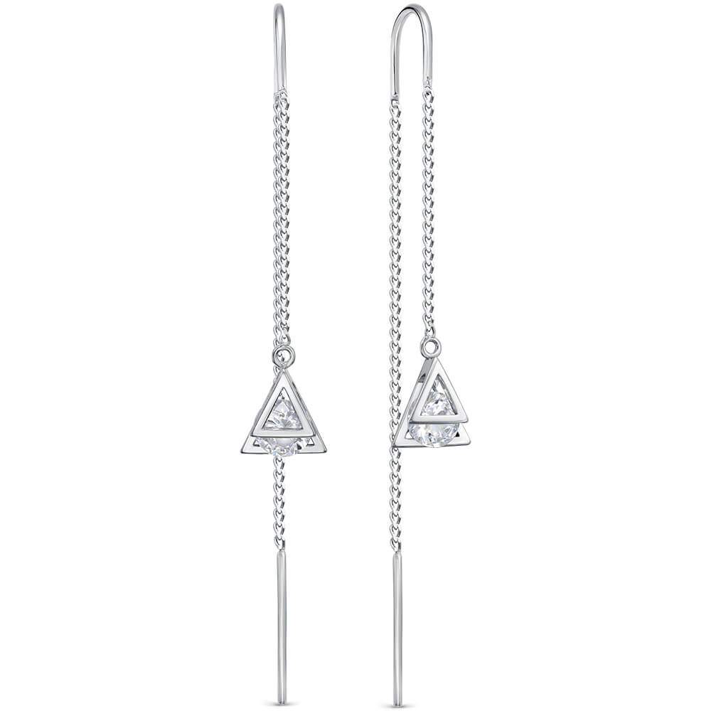 Серьги из серебра с фианитом