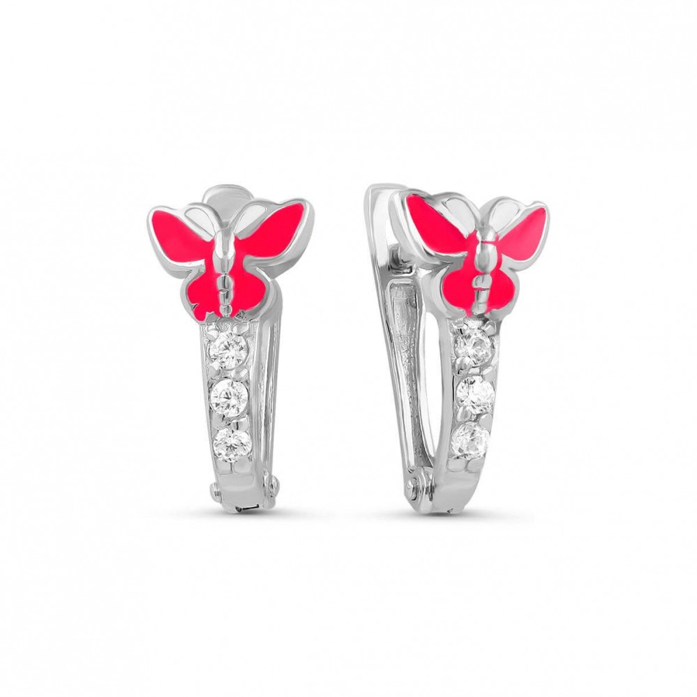 Серьги из серебра с фианитом
