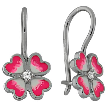Серьги из серебра с фианитом и эмалью