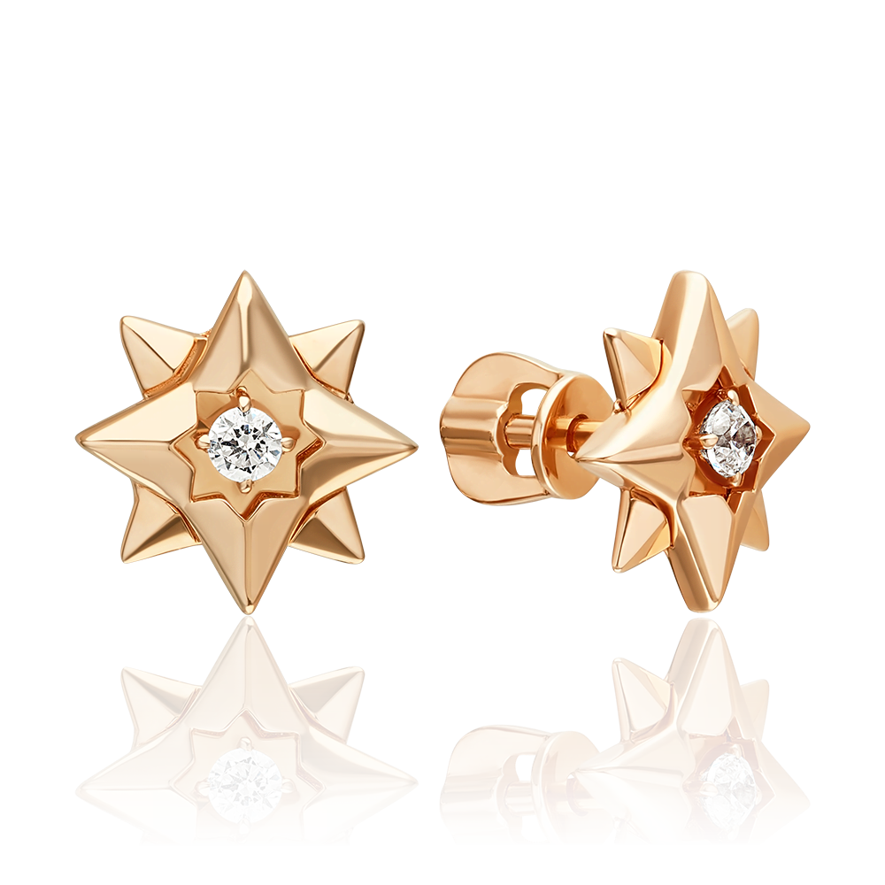 Серьги из золота с фианитом