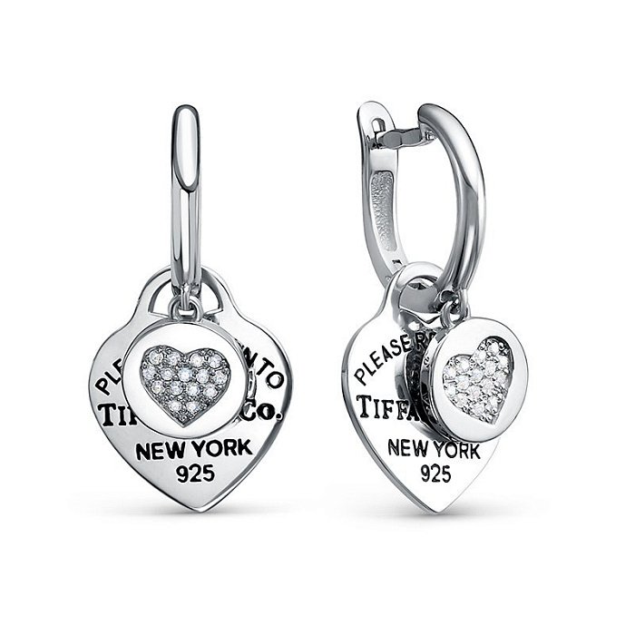 Серьги из серебра с фианитом и эмалью Серьги из серебра с фианитом и эмалью
