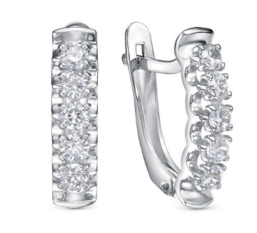 Серьги из серебра с фианитом