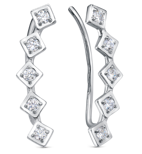 Серьги из серебра с фианитом
