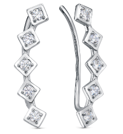 Серьги из серебра с фианитом