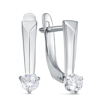 Серьги из серебра с фианитом