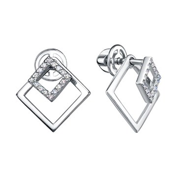 Серьги из серебра с фианитом