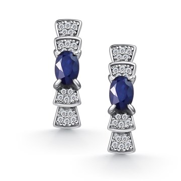 Серьги из серебра с сапфиром и фианитом