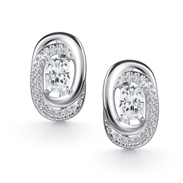 Серьги из серебра c Горным хрусталем и фианитом