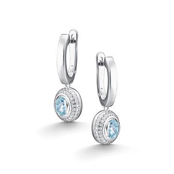 Серьги из серебра с топазом и фианитом