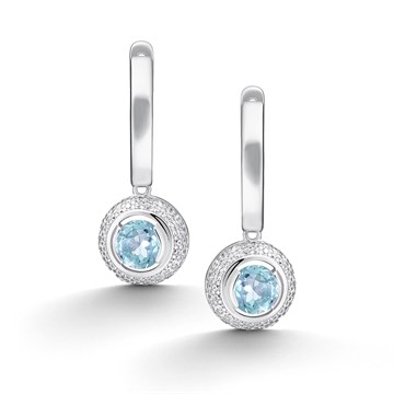 Серьги из серебра с топазом и фианитом