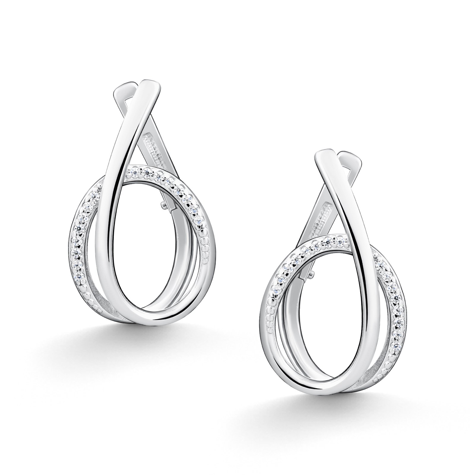 Серьги из серебра с фианитом