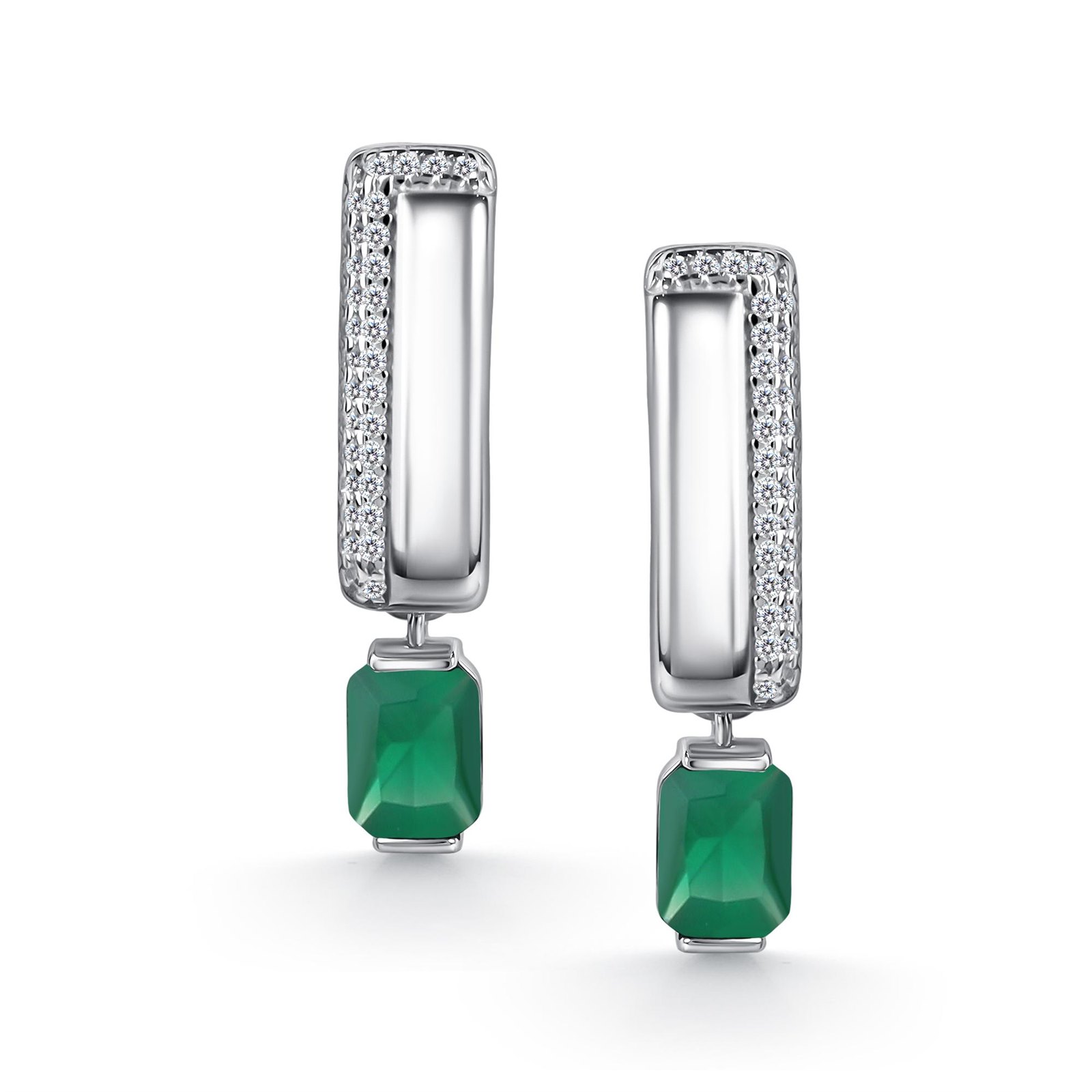 Серьги из серебра с Агатом и фианитом