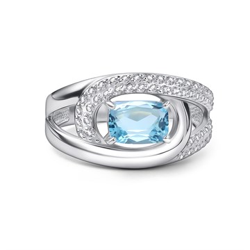 Кольцо из серебра с топазом и фианитом