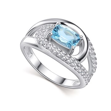 Кольцо из серебра с топазом и фианитом