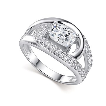 Кольцо из серебра c Горным хрусталем и фианитом