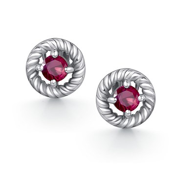 Серьги из серебра с рубином