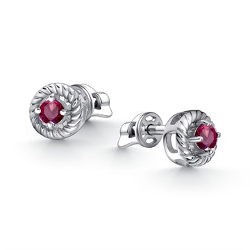Серьги из серебра с рубином