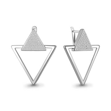 Серьги из серебра с фианитом