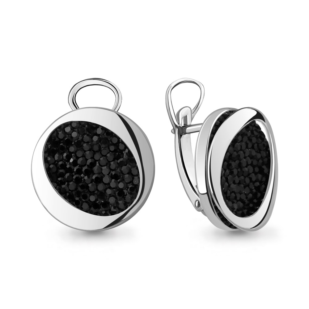 Серьги из серебра с Нанокристаллом цветным и фианитом Серьги из серебра с Нанокристаллом цветным и фианитом