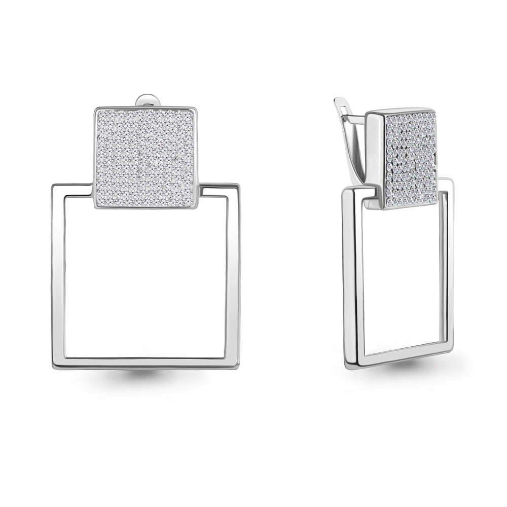 Серьги из серебра с фианитом