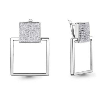 Серьги из серебра с фианитом