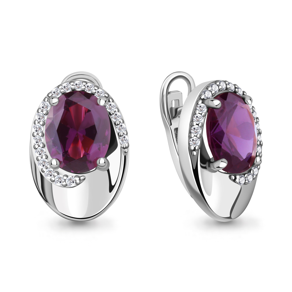 Серьги из серебра с Нанокристаллом цветным