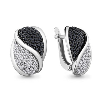Серьги из серебра с Нанокристаллом цветным и фианитом