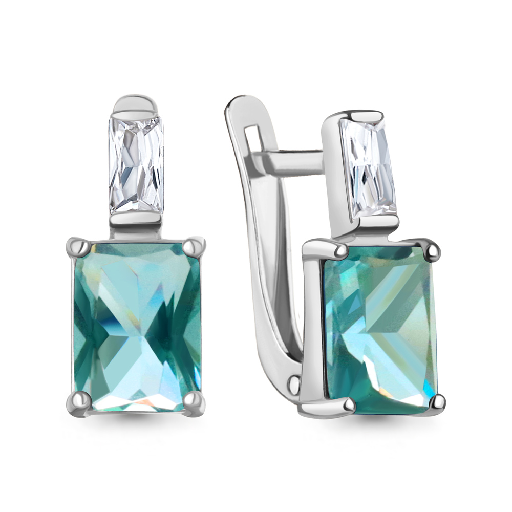 Серьги из серебра с Нанокристаллом цветным