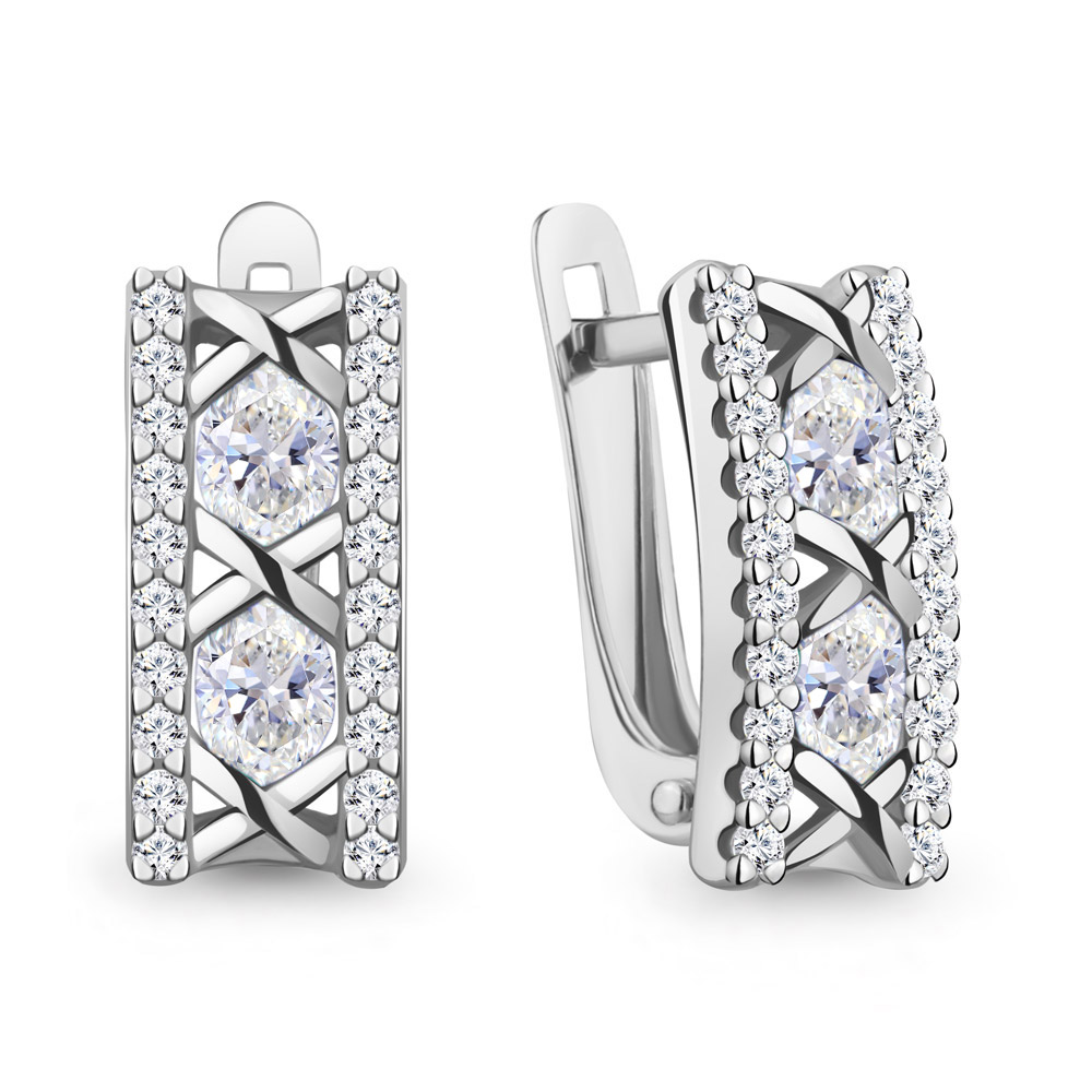 Серьги из серебра с фианитом