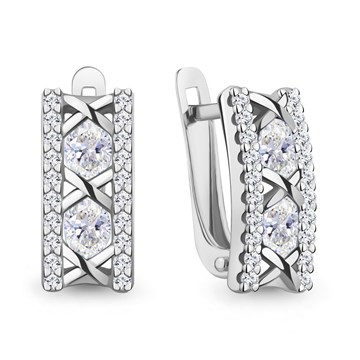 Серьги из серебра с фианитом
