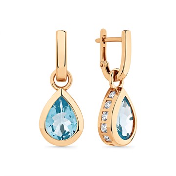 Серьги из золота с Аквамарином и фианитом