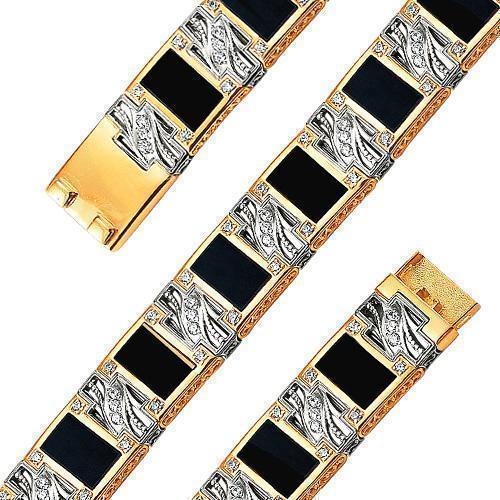 Браслет из золота с фианитом и ониксом Браслет из золота с фианитом и ониксом