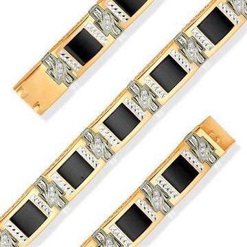 Браслет из золота с фианитом и ониксом