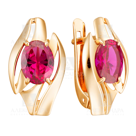 Серьги из золота с Нанокристаллом цветным