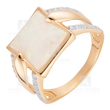 Кольцо из золота с опалом и фианитом