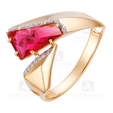 Кольцо из золота с Нанокристаллом цветным и фианитом