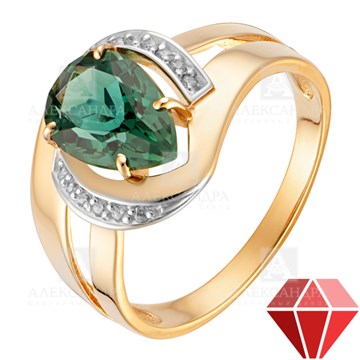 Кольцо из золота с Нанокристаллом цветным и фианитом