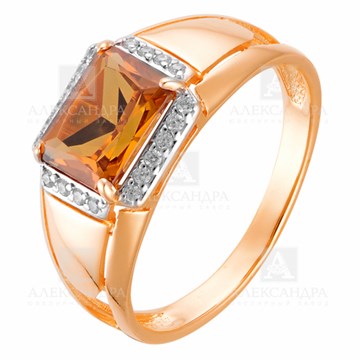 Кольцо из золота с Аквамарином Параиба и фианитом