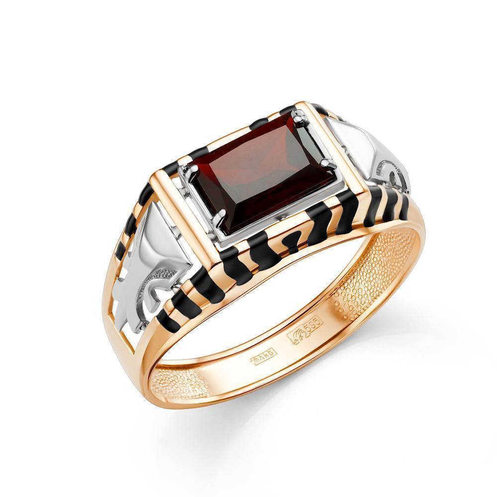 Кольцо из золота с Гранатом и эмалью