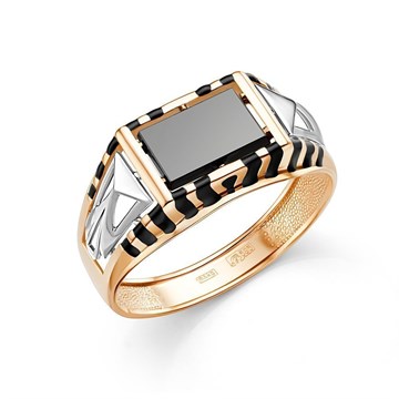 Кольцо из золота с ониксом и эмалью