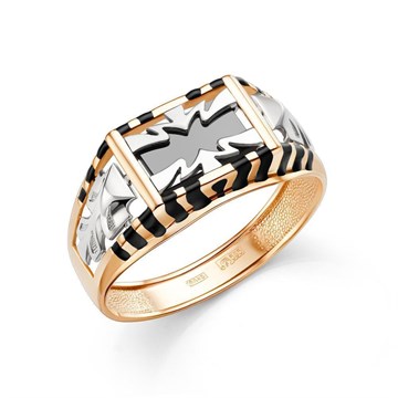 Кольцо из золота с ониксом и эмалью