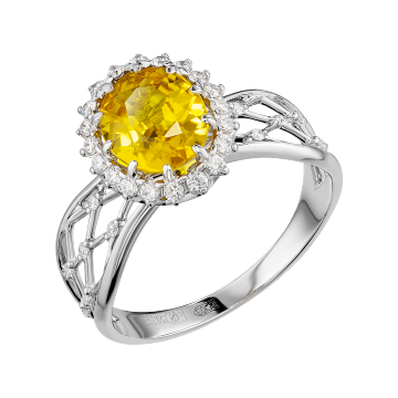 Кольцо из белого золота с Бриллиантом и сапфиром