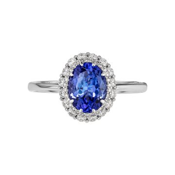 Кольцо из белого золота с Бриллиантом и танзанитом