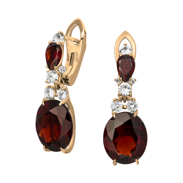 Серьги из золота с Гранатом и сапфиром