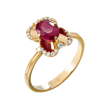 Кольцо из золота с Бриллиантом и рубином