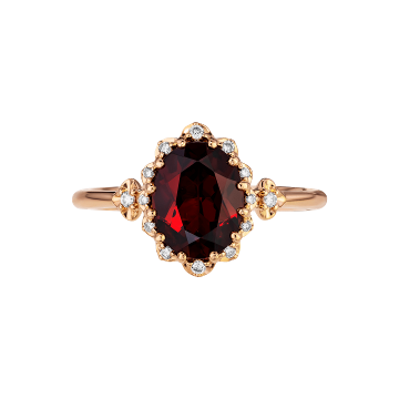 Кольцо из золота с Бриллиантом и Гранатом